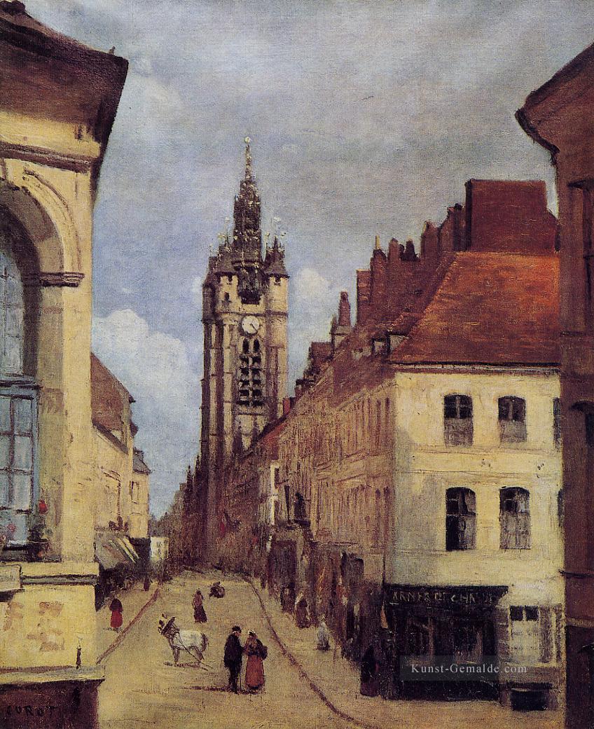 der Belfried von Douai plein air Romantik Jean Baptiste Camille Corot Ölgemälde